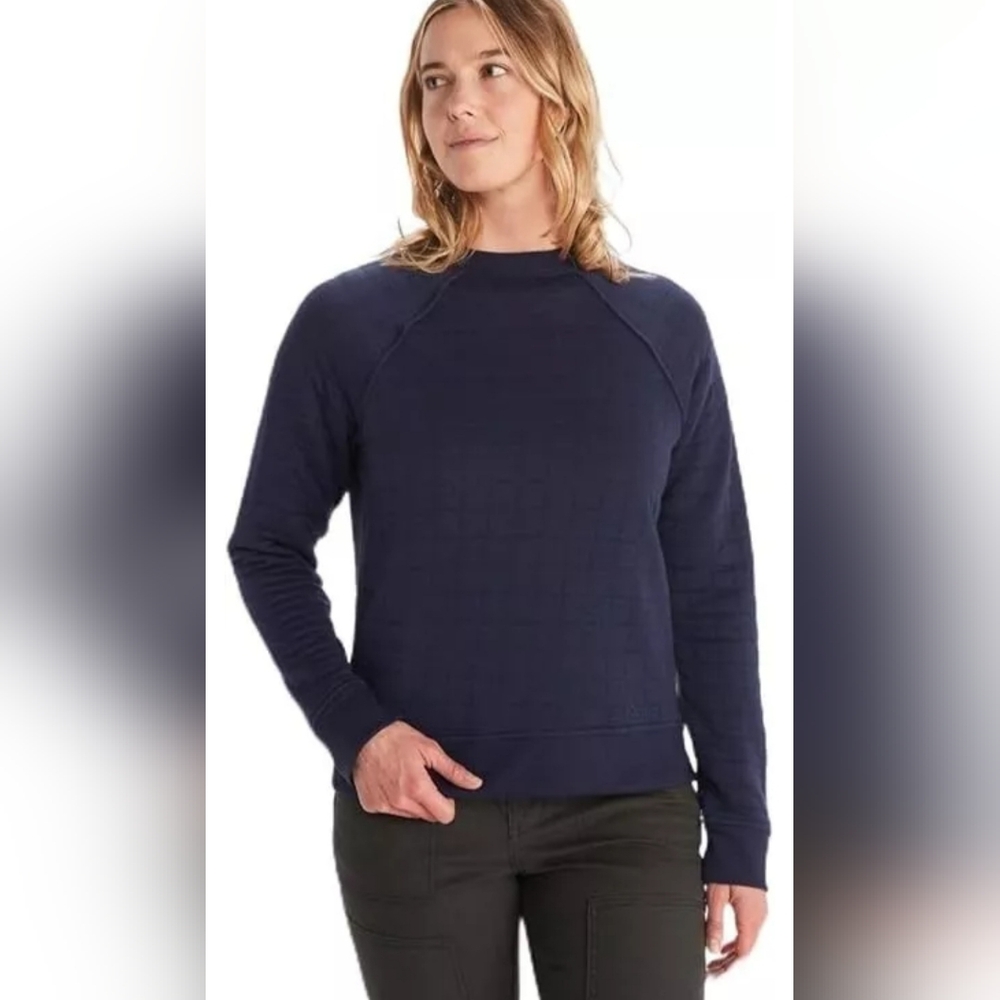 Marmot Roice Crew Neck Quilted Sweatshirt Arctic Navy Blue Size Small MSRP $90